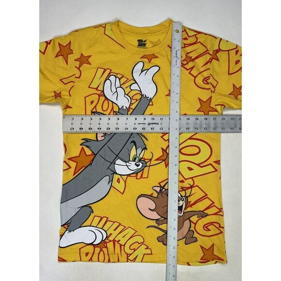 Tom And Jerry All Over Print Graphic T-shirt Men Small Yellow Short Sleeve - Picture 5 of 5
